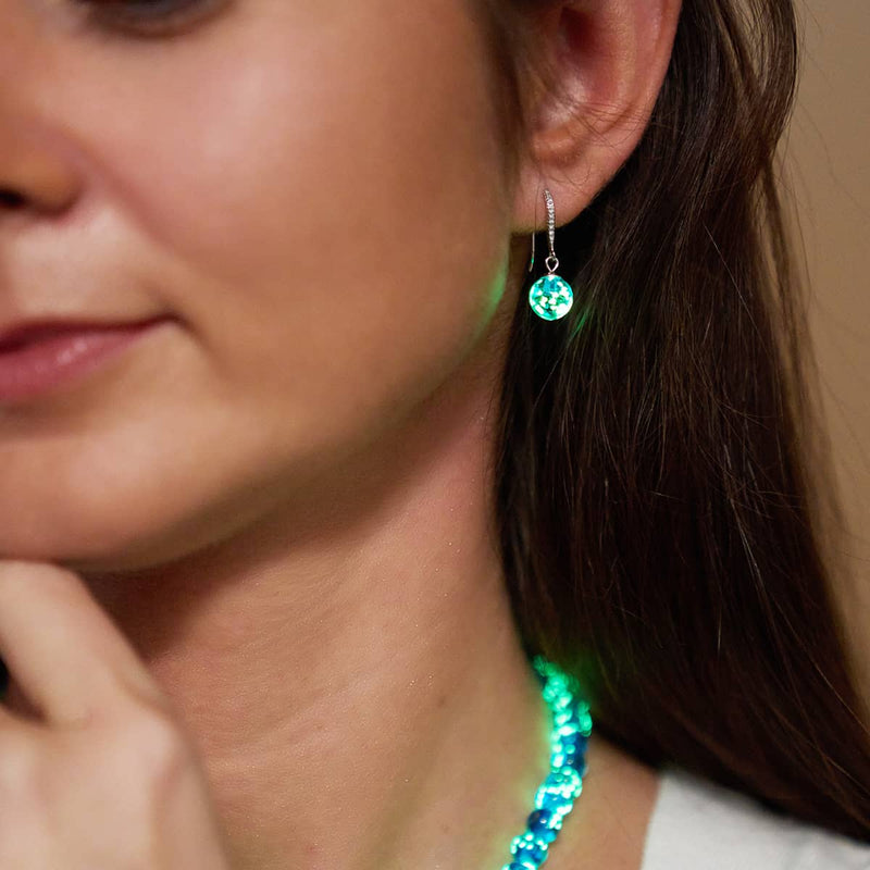 Sapphire | .925 Sterling Silver | Firefly Glass Huggie Earrings