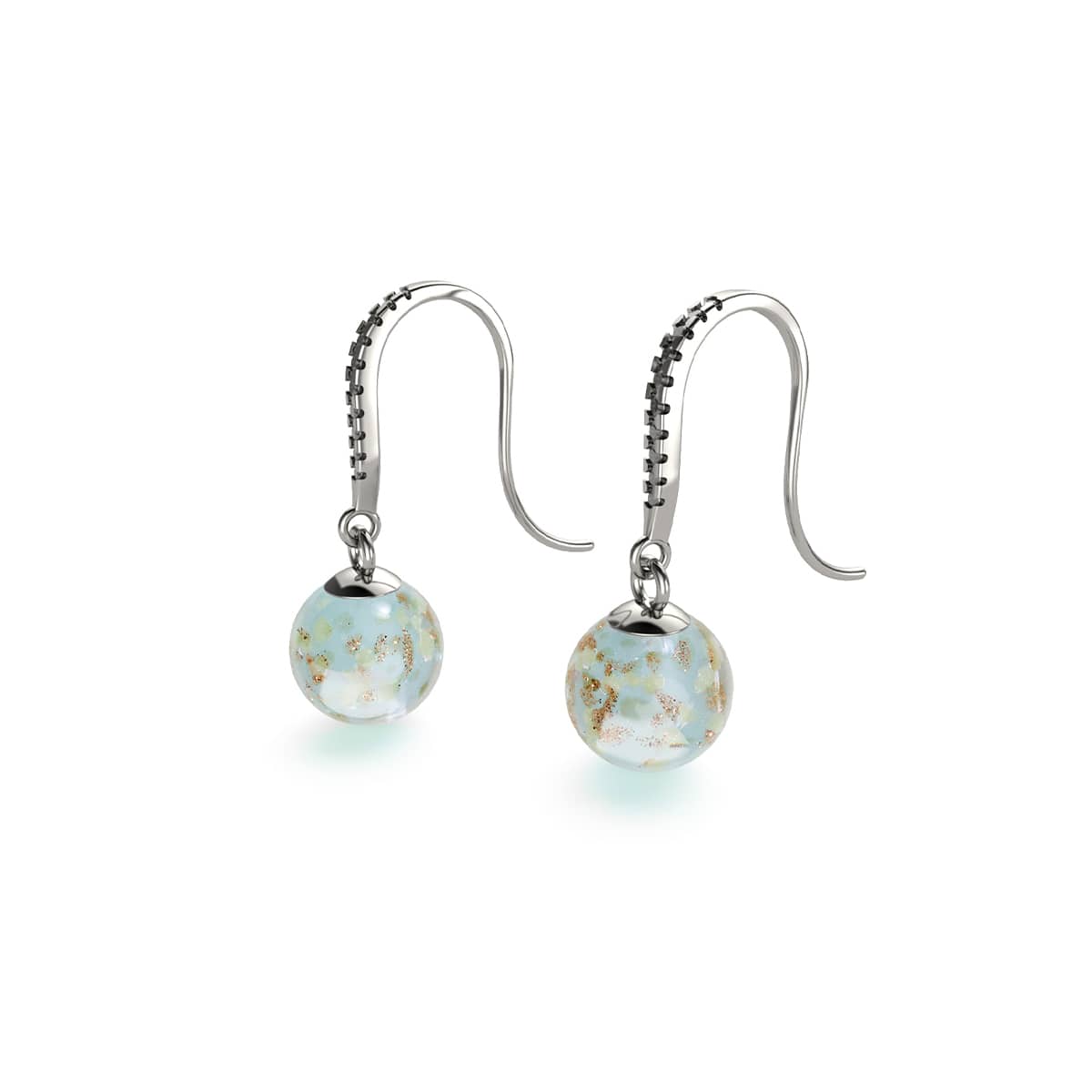 Succulente | Argent sterling .925 | Boucles d'Oreilles Huggie Verre Luciole