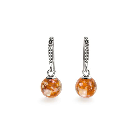 mandarine | Argent sterling .925 | Boucles d'Oreilles Huggie Verre Luciole