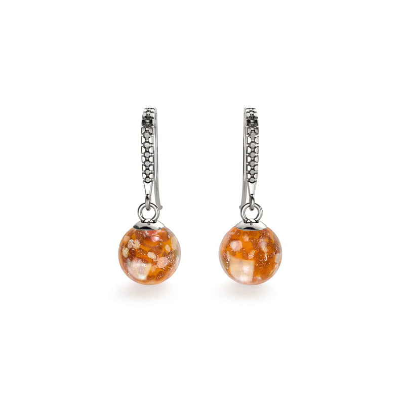 mandarine | Argent sterling .925 | Boucles d'Oreilles Huggie Verre Luciole