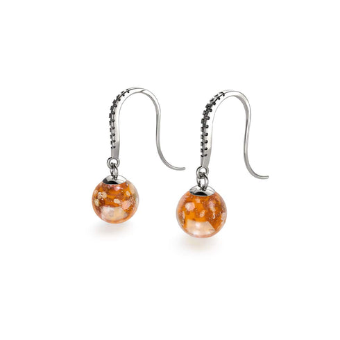 mandarine | Argent sterling .925 | Boucles d'Oreilles Huggie Verre Luciole