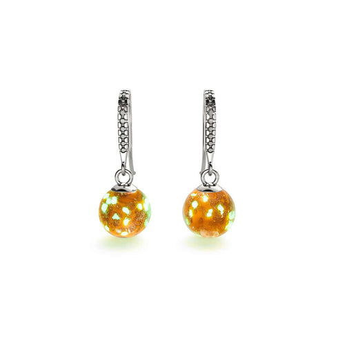 mandarine | Argent sterling .925 | Boucles d'Oreilles Huggie Verre Luciole