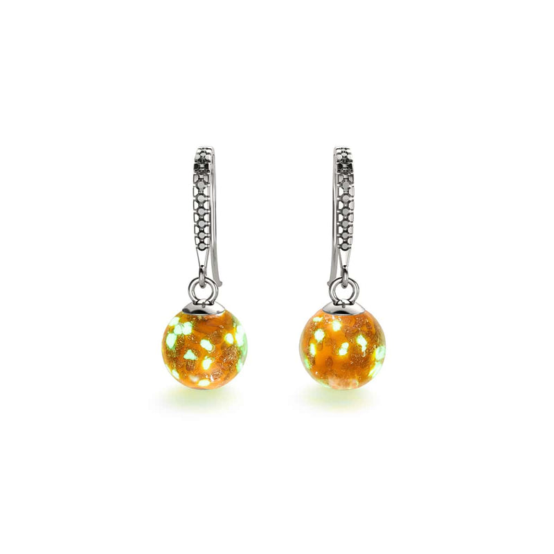 mandarine | Argent sterling .925 | Boucles d'Oreilles Huggie Verre Luciole