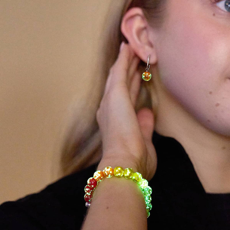 mandarine | Argent sterling .925 | Boucles d'Oreilles Huggie Verre Luciole