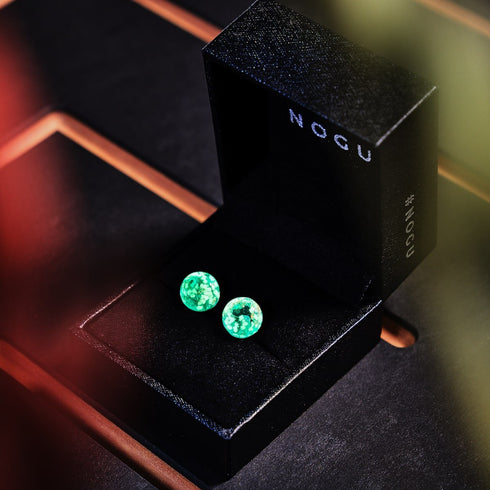 Sarcelle | Argent sterling .925 | Boucles d'Oreilles Tiges Verre Luciole