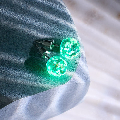 Sarcelle | Argent sterling .925 | Boucles d'Oreilles Tiges Verre Luciole