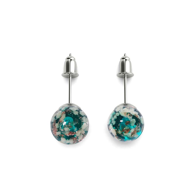 Sarcelle | Argent sterling .925 | Boucles d'Oreilles Tiges Verre Luciole