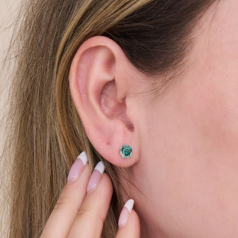 Sarcelle | Argent sterling .925 | Mini Boucles D'oreilles Tiges En Verre Luciole