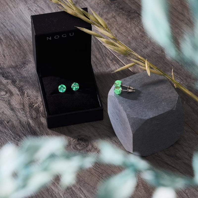 Sarcelle | Argent sterling .925 | Mini Boucles D'oreilles Tiges En Verre Luciole