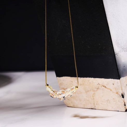 Albâtre | Or Vermeil .925 | Collier fermoir infini en verre luciole