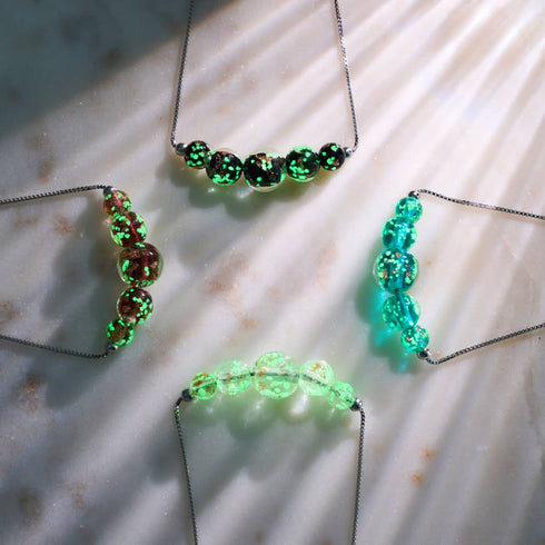 Albâtre | Or Vermeil .925 | Collier fermoir infini en verre luciole