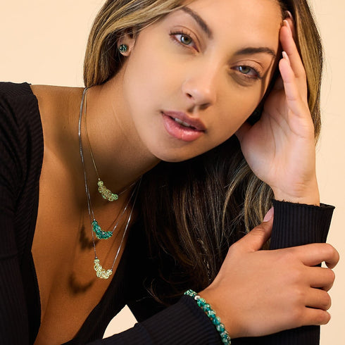 Albâtre | Argent sterling .925 | Collier fermoir infini en verre luciole