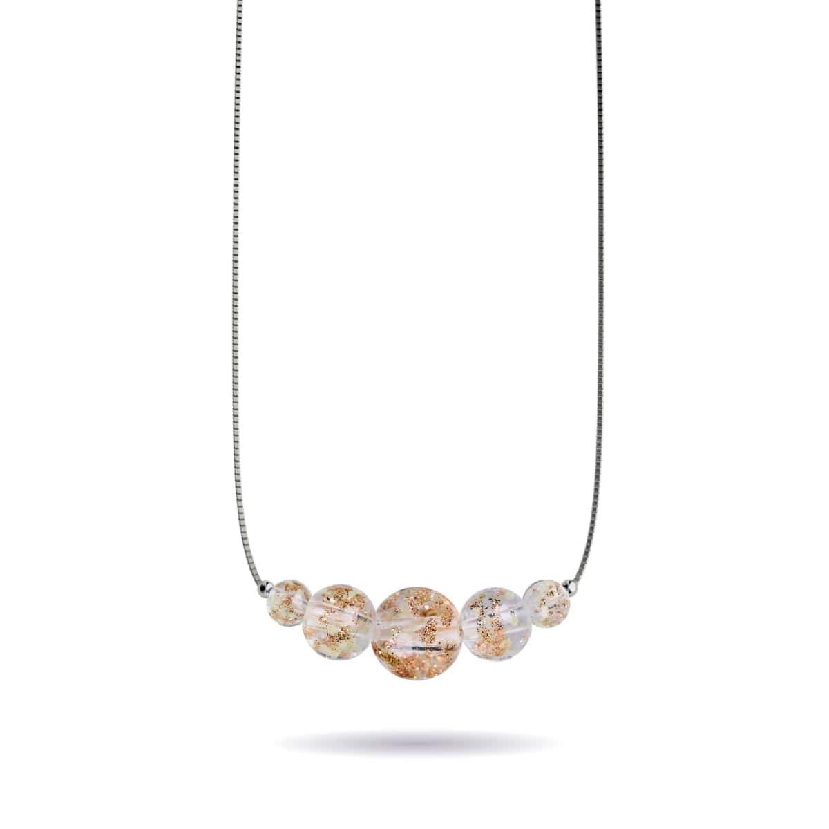 Albâtre | Argent sterling .925 | Collier fermoir infini en verre luciole