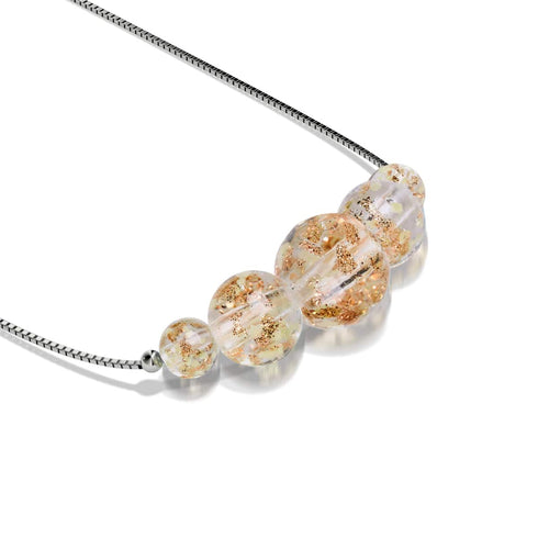 Albâtre | Argent sterling .925 | Collier fermoir infini en verre luciole