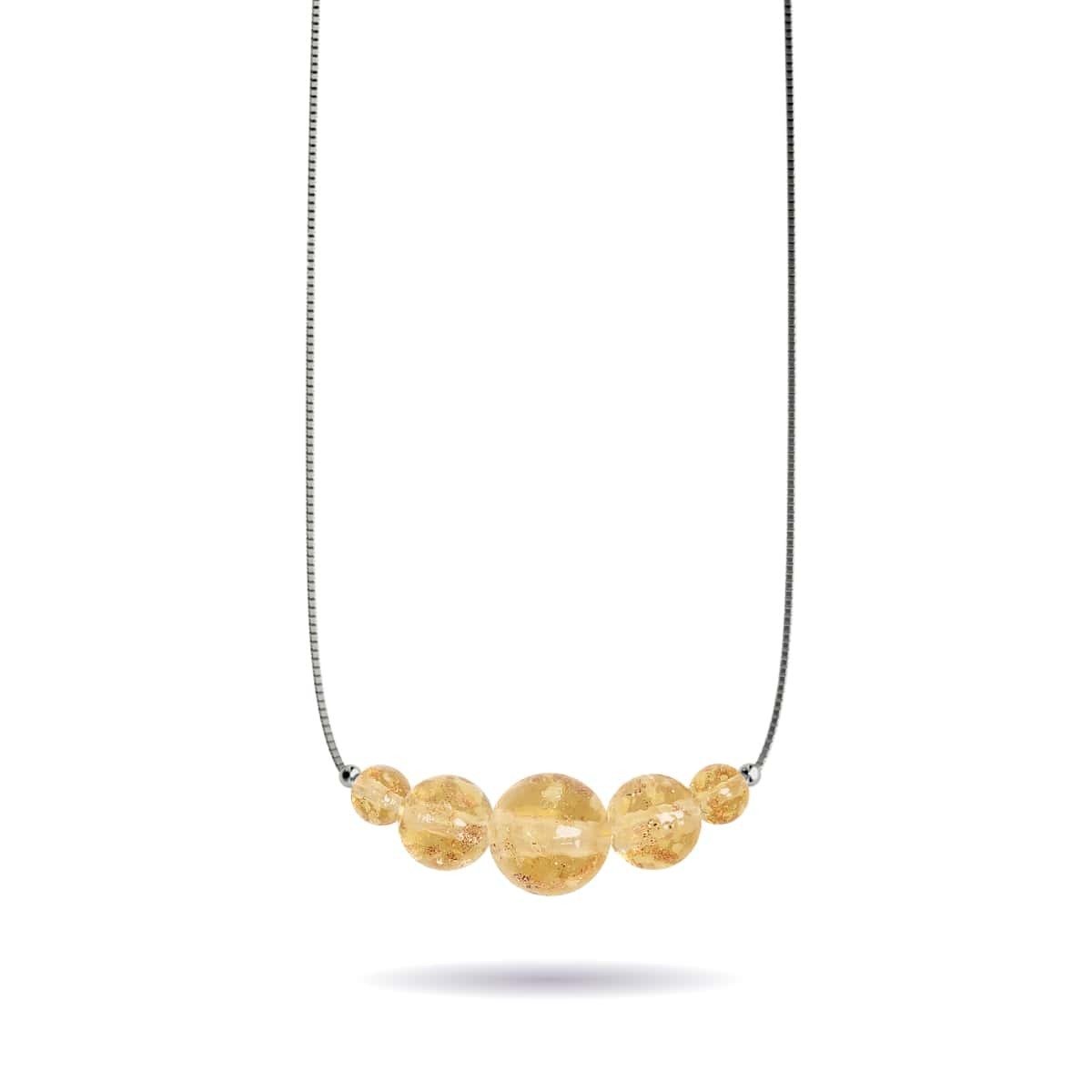 Ambre | Argent sterling .925 | Collier fermoir infini en verre luciole