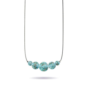 Bleu arctique | Argent sterling .925 | Collier fermoir infini en verre luciole