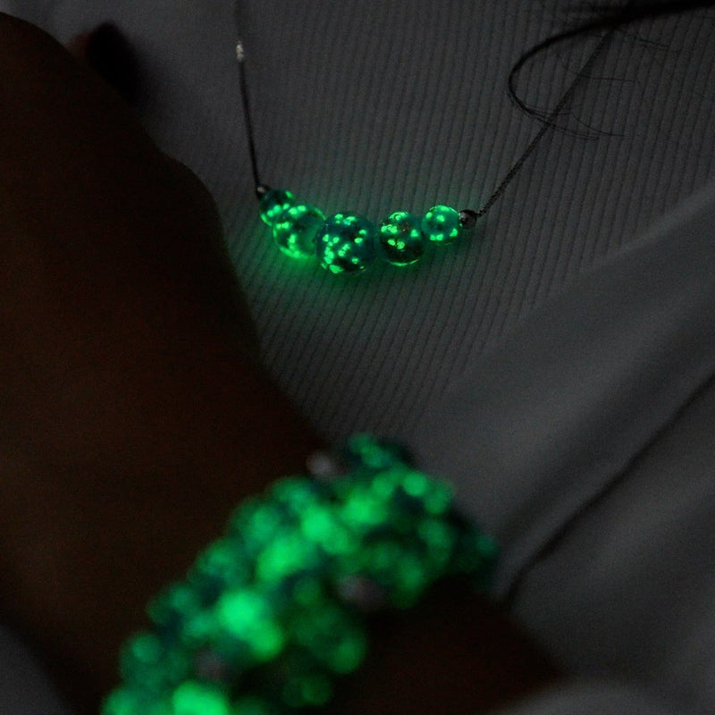 Céruléen | Argent sterling .925 | Collier fermoir infini en verre luciole