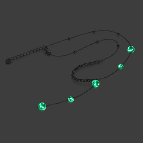 Céruléen | Argent | Suspension double cascade de verre Firefly