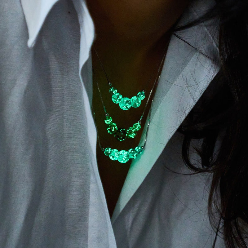 Chocolat | Argent sterling .925 | Collier fermoir infini en verre luciole