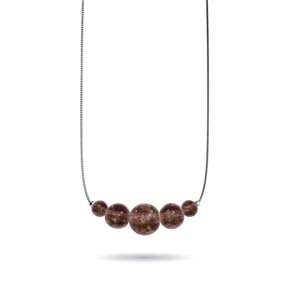 Chocolat | Argent sterling .925 | Collier fermoir infini en verre luciole