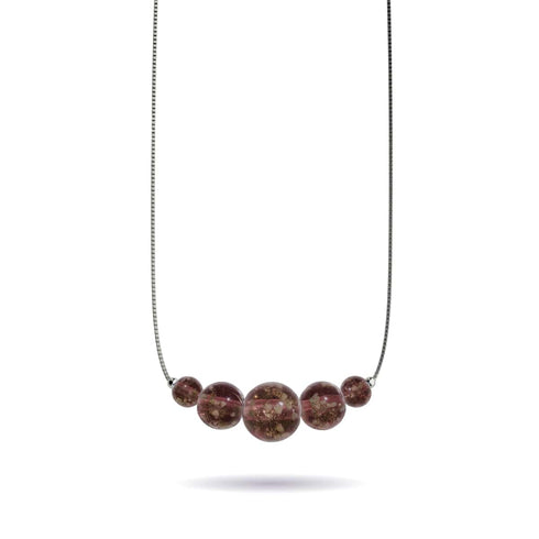 Chocolat | Argent sterling .925 | Collier fermoir infini en verre luciole