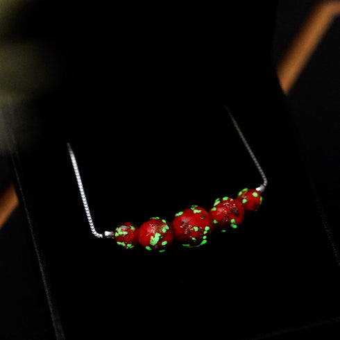 Pourpre | Argent sterling .925 | Collier fermoir infini en verre luciole