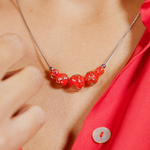 Pourpre | Argent sterling .925 | Collier fermoir infini en verre luciole