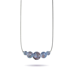 Indigo | Argent sterling .925 | Collier fermoir infini en verre luciole
