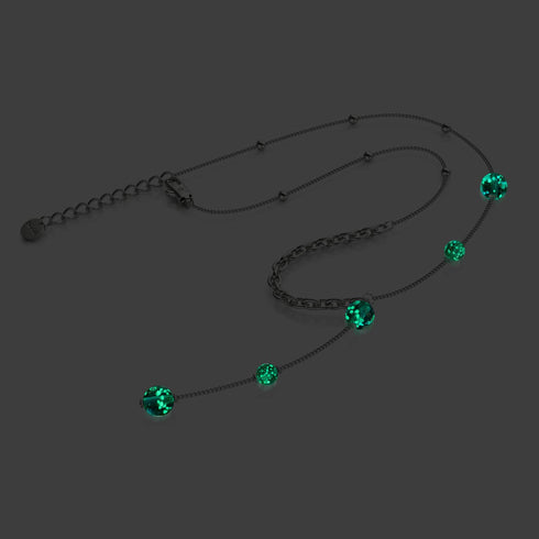 Indigo | Argent | Suspension double cascade de verre Firefly