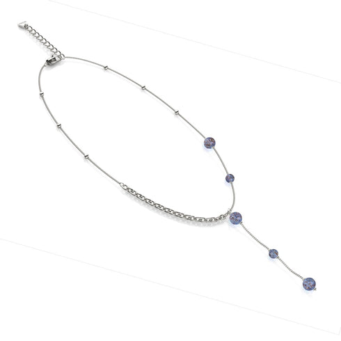Indigo | Argent | Suspension double cascade de verre Firefly