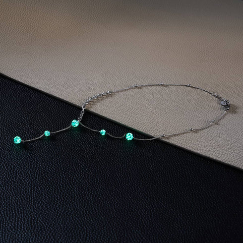 Indigo | Argent | Suspension double cascade de verre Firefly