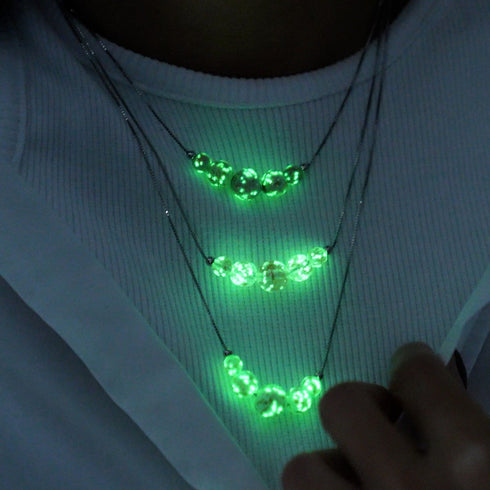 Ivoire | Argent sterling .925 | Collier fermoir infini en verre luciole