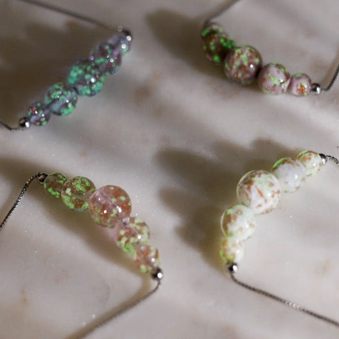 Ivoire | Argent sterling .925 | Collier fermoir infini en verre luciole