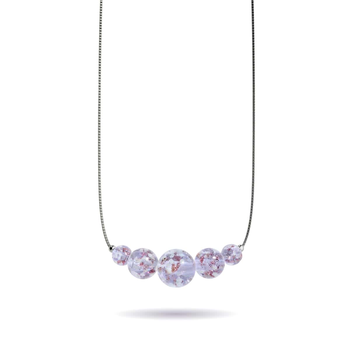 Lilas | Argent sterling .925 | Collier fermoir infini en verre luciole