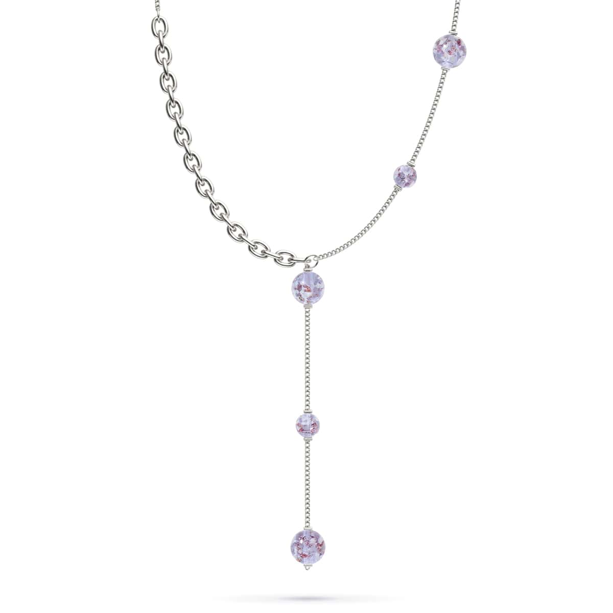 Lilas | Argent | Suspension double cascade de verre Firefly