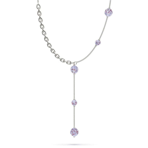 Lilas | Argent | Suspension double cascade de verre Firefly