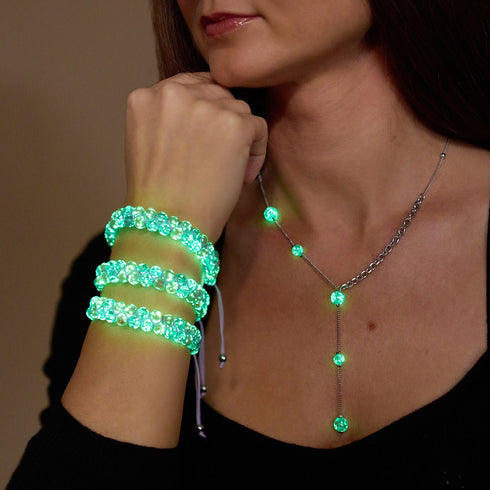 Lilas | Argent | Suspension double cascade de verre Firefly