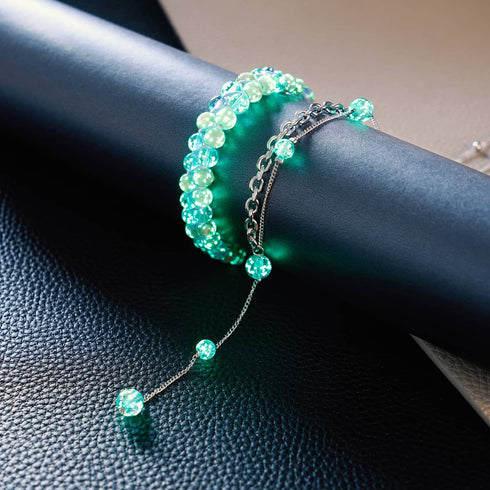 Lilas | Argent | Suspension double cascade de verre Firefly