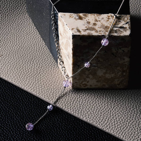Lilas | Argent | Suspension double cascade de verre Firefly