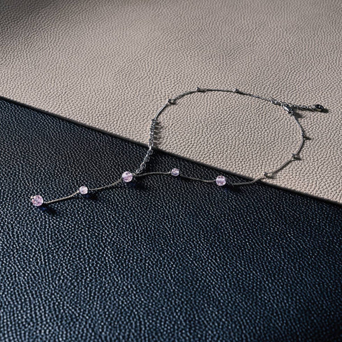 Lilas | Argent | Suspension double cascade de verre Firefly