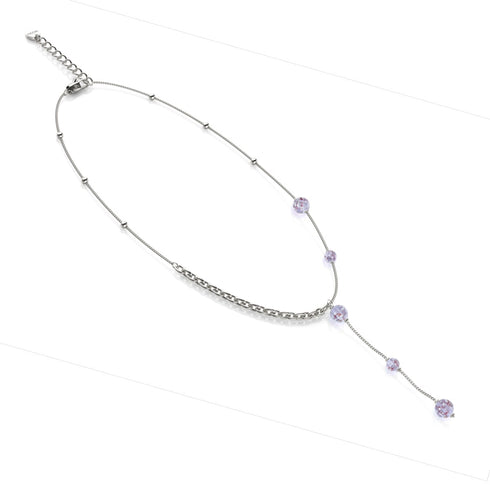 Lilas | Argent | Suspension double cascade de verre Firefly