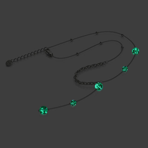 Lilas | Argent | Suspension double cascade de verre Firefly