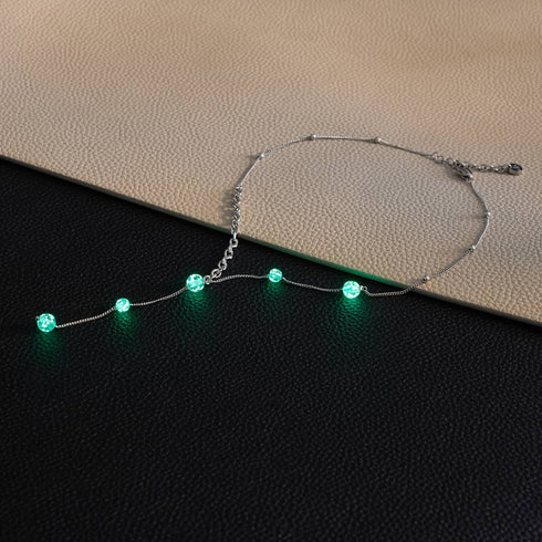 Lilas | Argent | Suspension double cascade de verre Firefly