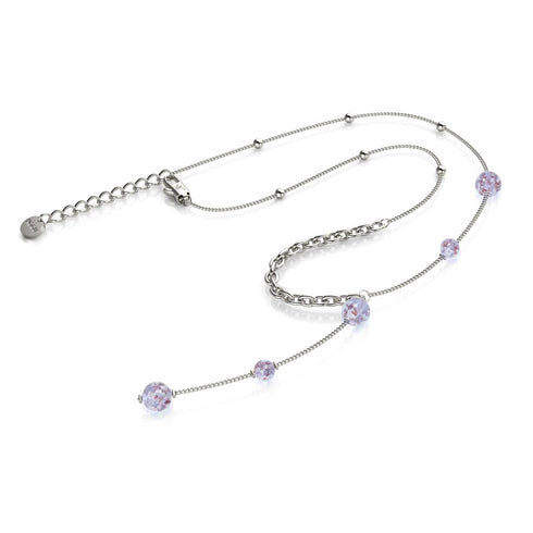 Lilas | Argent | Suspension double cascade de verre Firefly