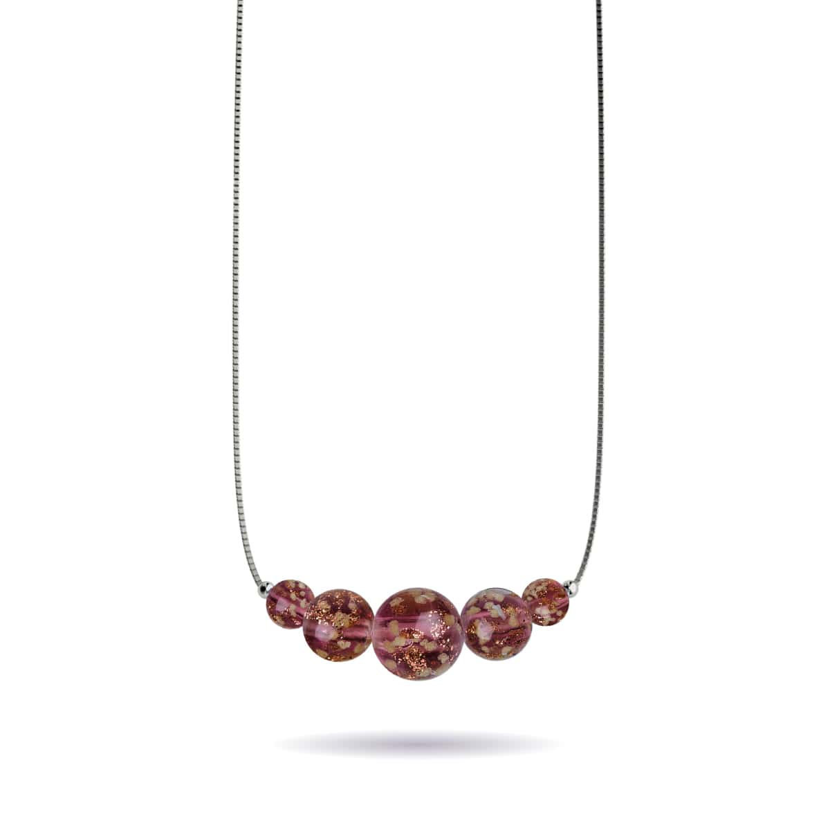 Merlot | Argent sterling .925 | Collier fermoir infini en verre luciole