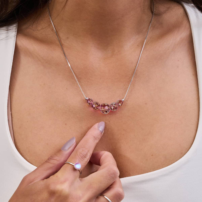 Merlot | Argent sterling .925 | Collier fermoir infini en verre luciole
