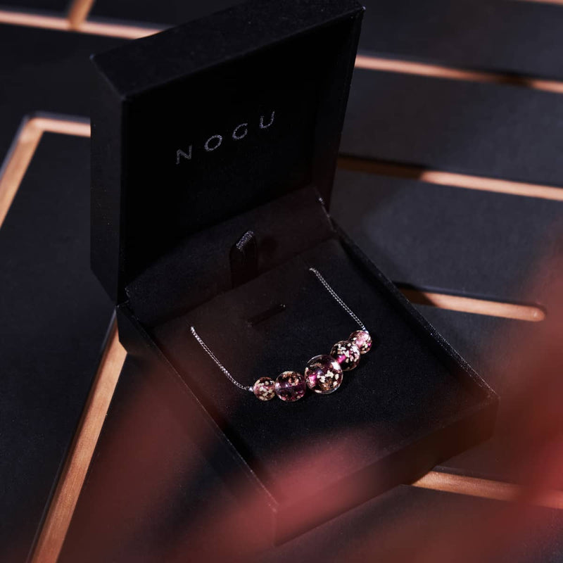 Merlot | Argent sterling .925 | Collier fermoir infini en verre luciole