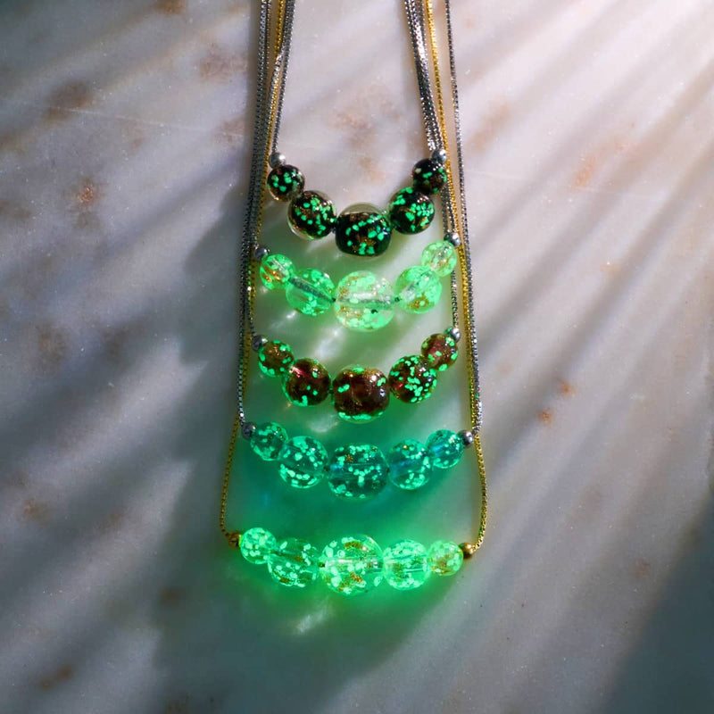 Obsidienne | Argent sterling .925 | Collier fermoir infini en verre luciole