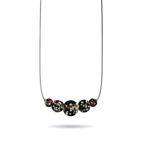 Obsidienne | Argent sterling .925 | Collier fermoir infini en verre luciole