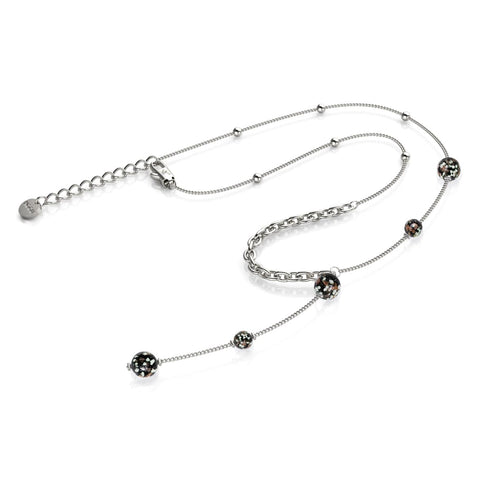 Obsidienne | Argent | Suspension double cascade de verre Firefly